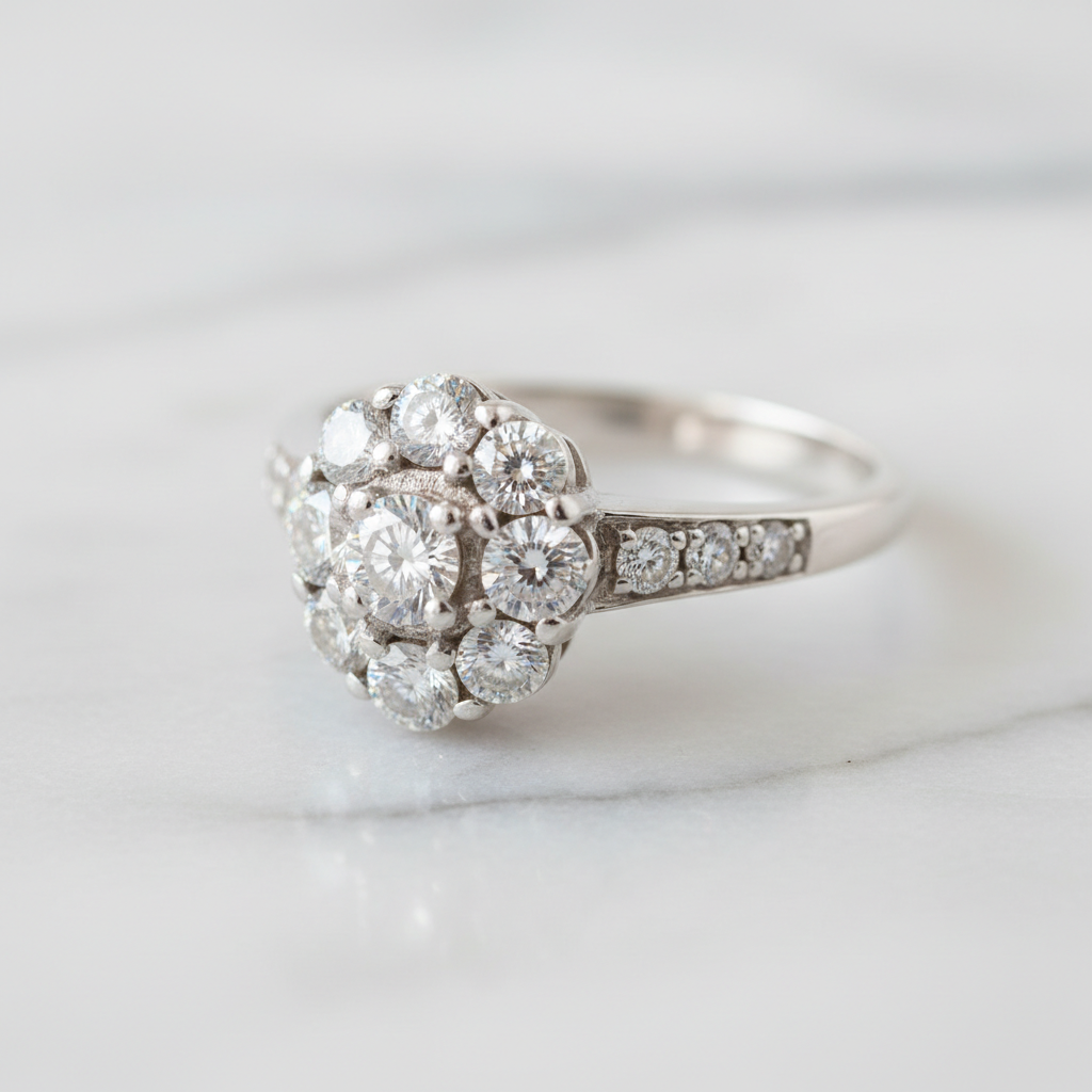 Diamond Cluster Estate Dinner Ring