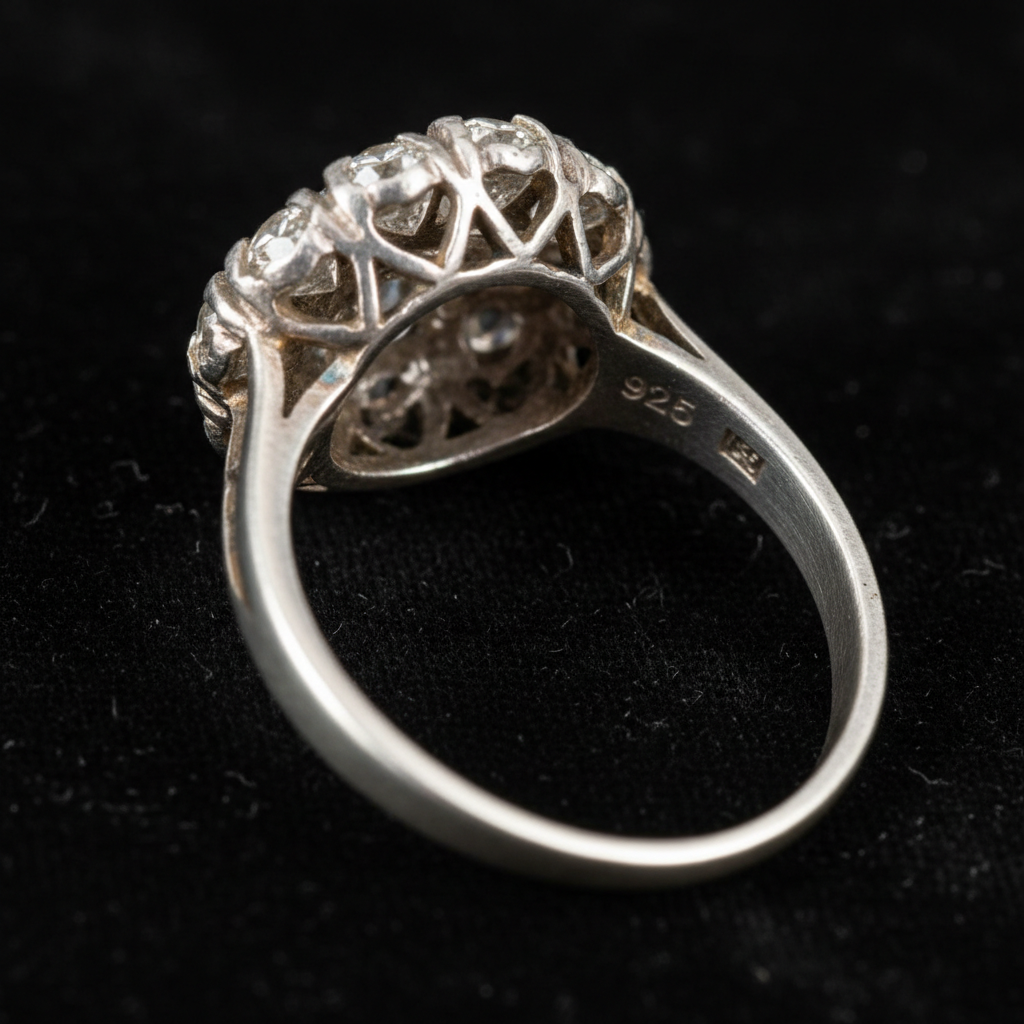Diamond Cluster Ring with 925 Stamp